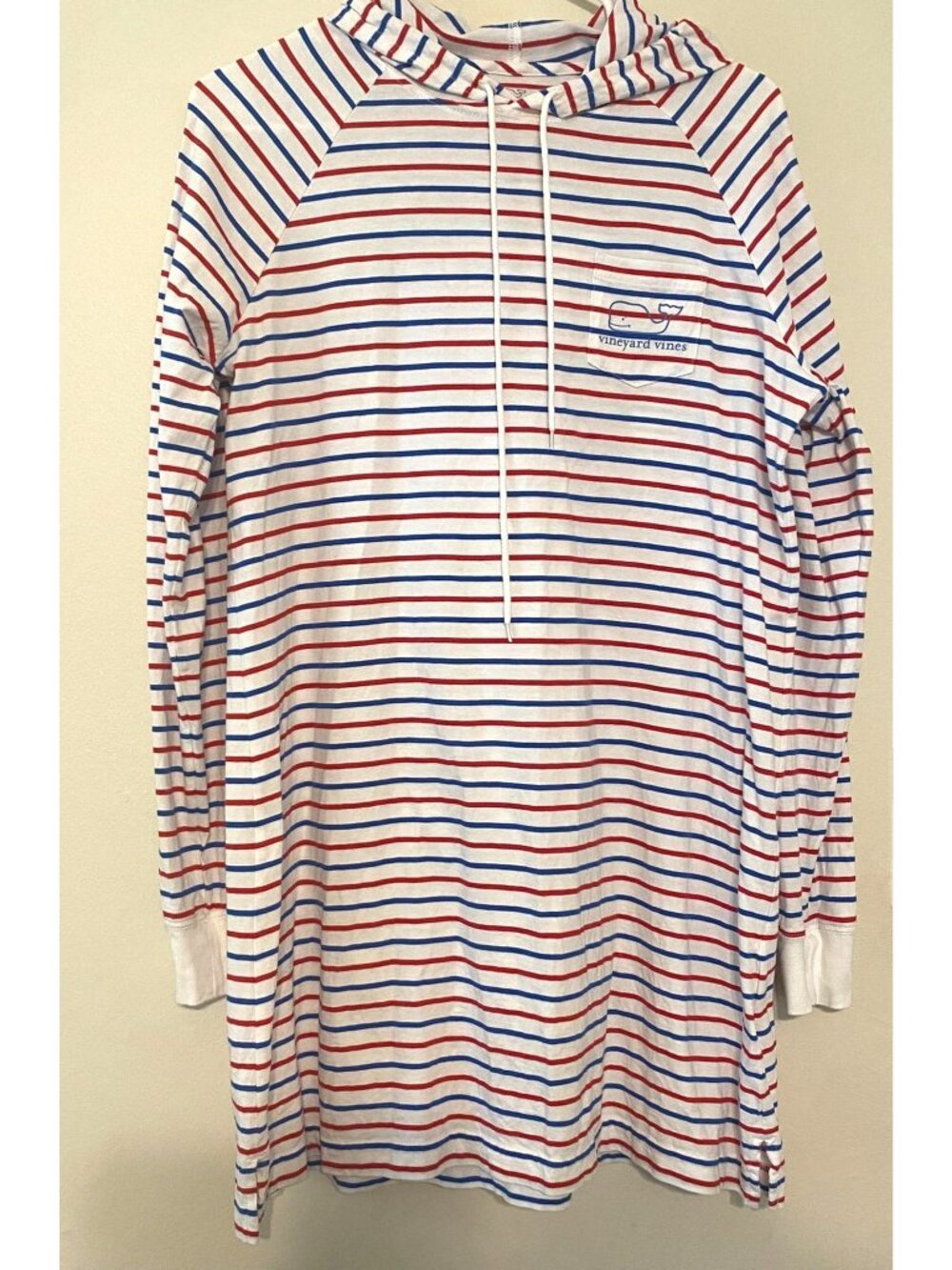 Men's Vineyard Vines Whale Outline Long-Sleeve Hoodie Tee Red White Blue Medium